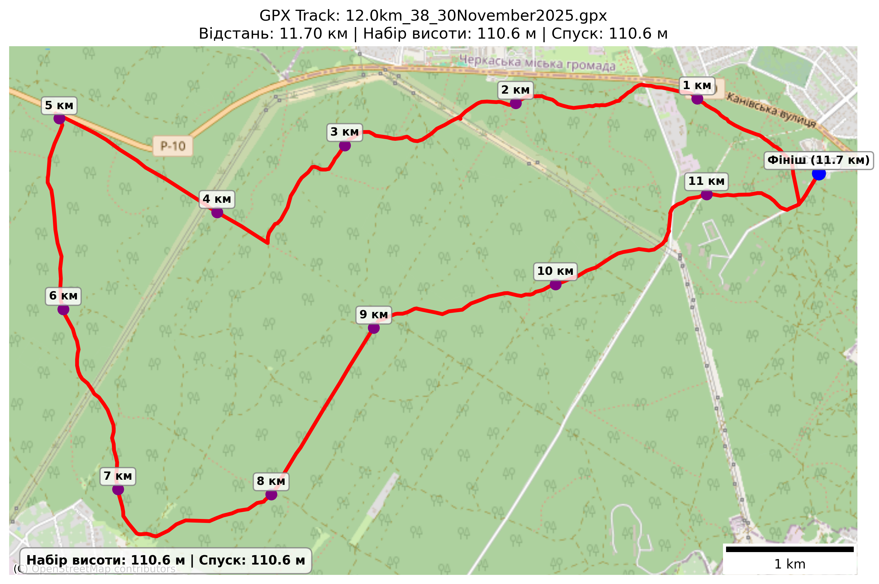 Карта маршруту 12,0 км