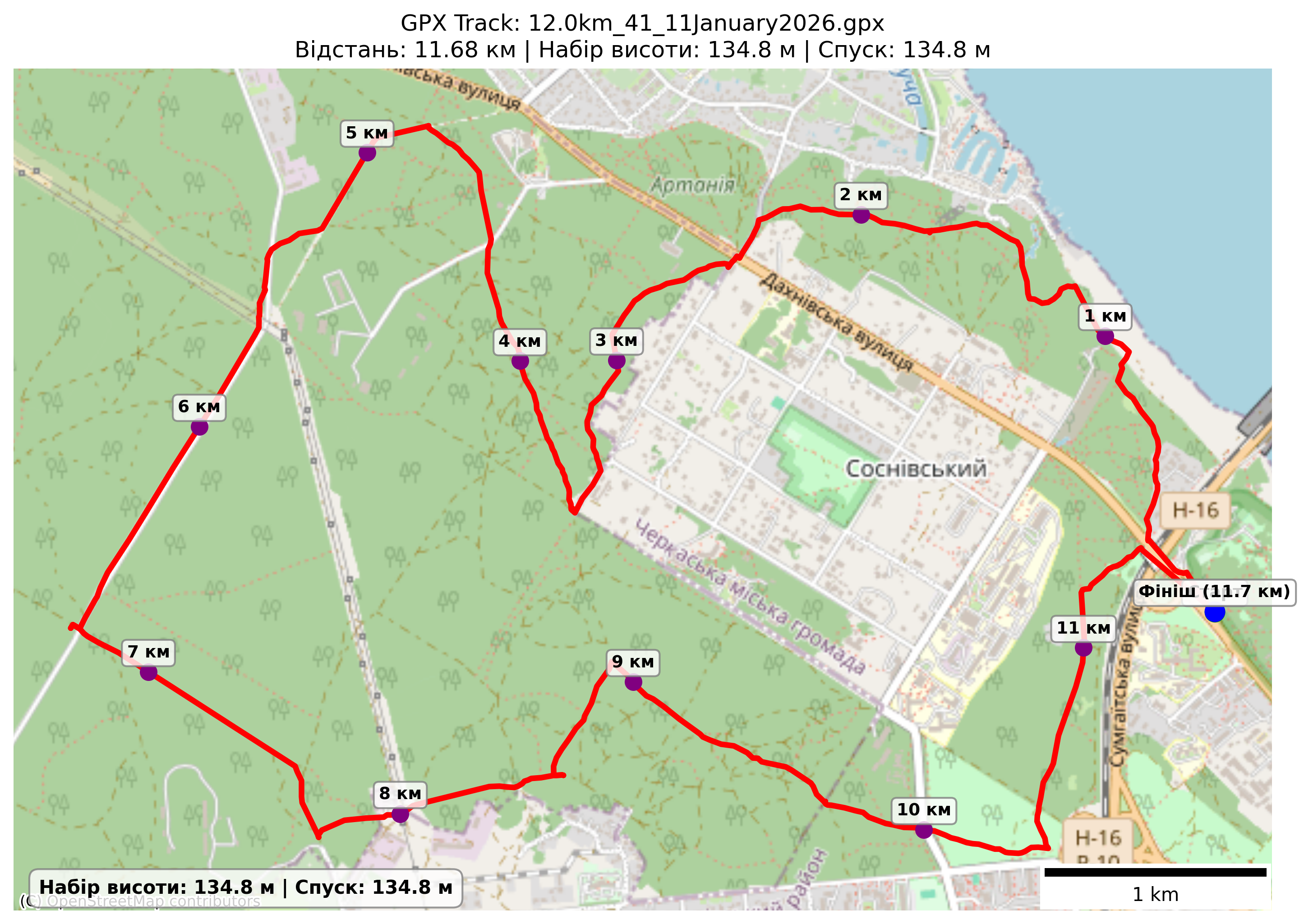 Карта маршруту 12,0 км