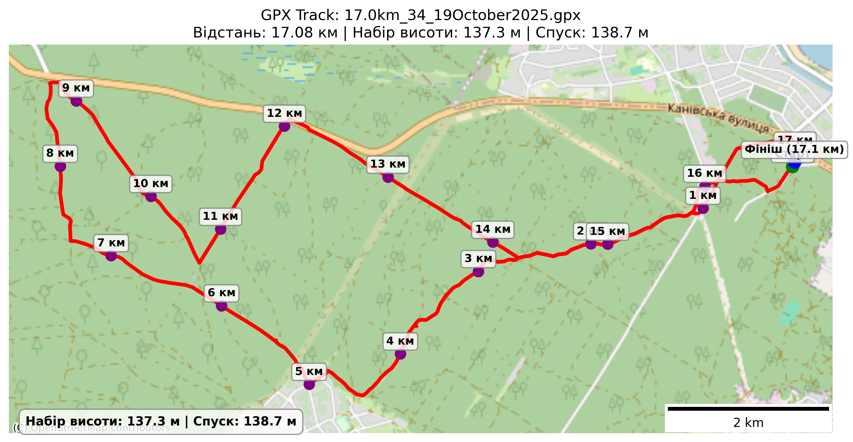 Карта маршруту 17,0 км
