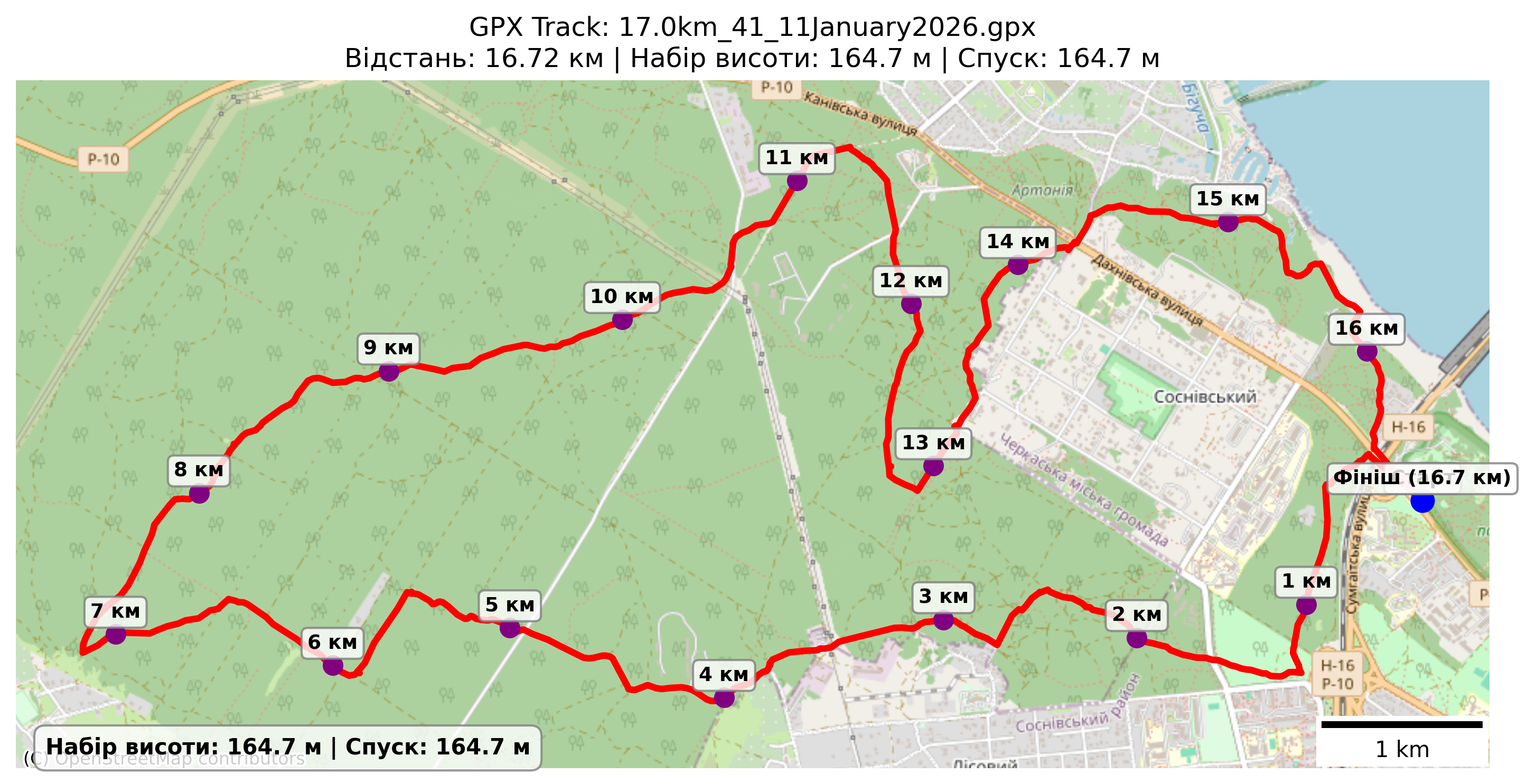 Карта маршруту 17,0 км