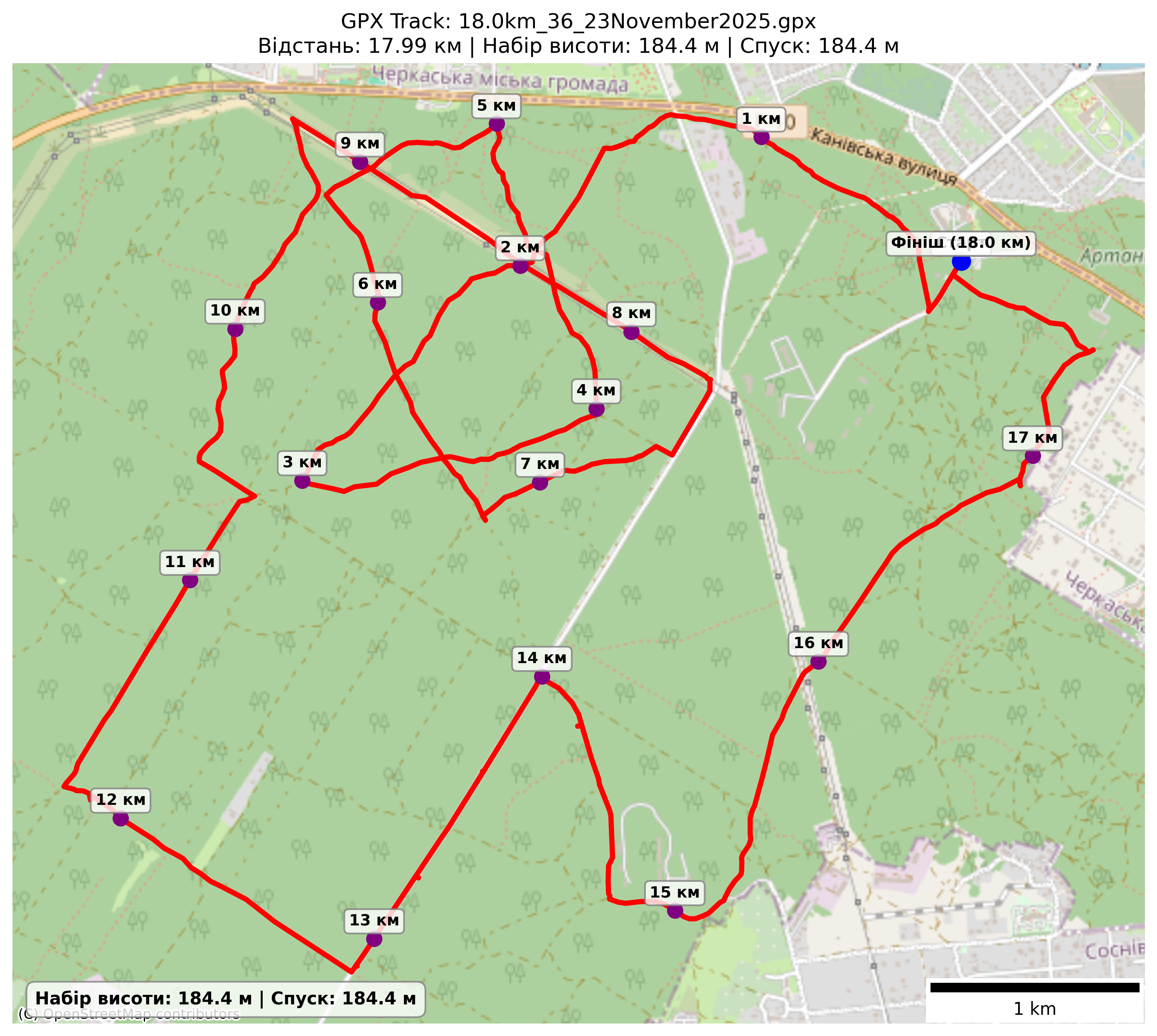 Карта маршруту 18,0 км