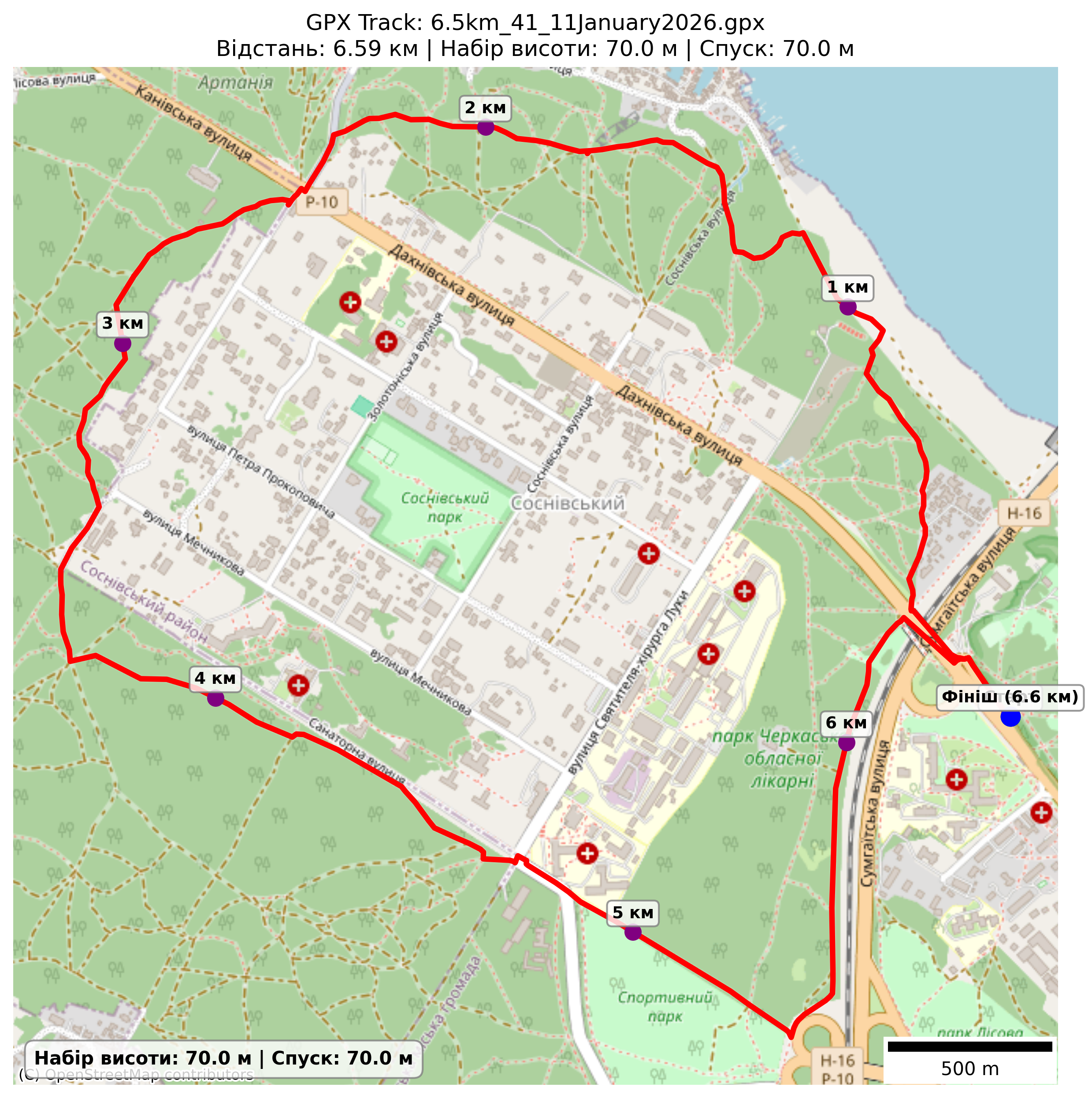 Карта маршруту 6,5 км